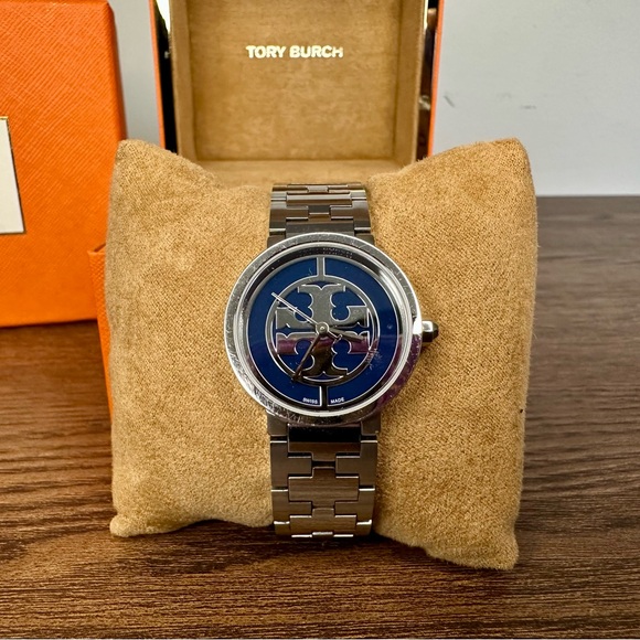 Tory Burch Reva Stainless Steel Watch TRB4010 Navy/Silver - Picture 2 of 12
